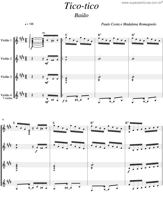 Partitura da música Tico Tico v.2