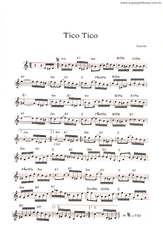 Partitura da música Tico Tico v.5