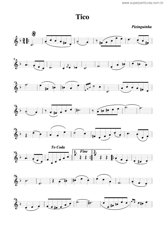 Partitura da música Tico