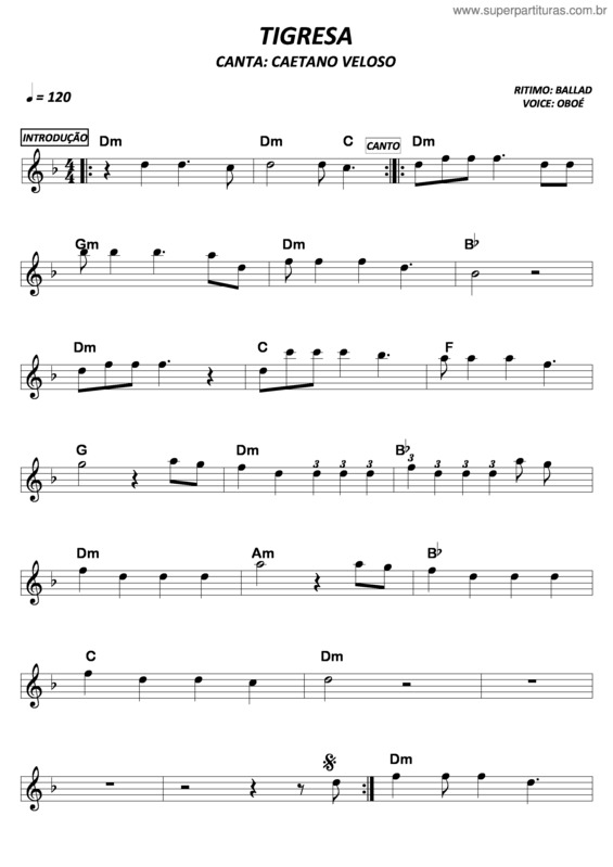 Partitura da música Tigresa v.2