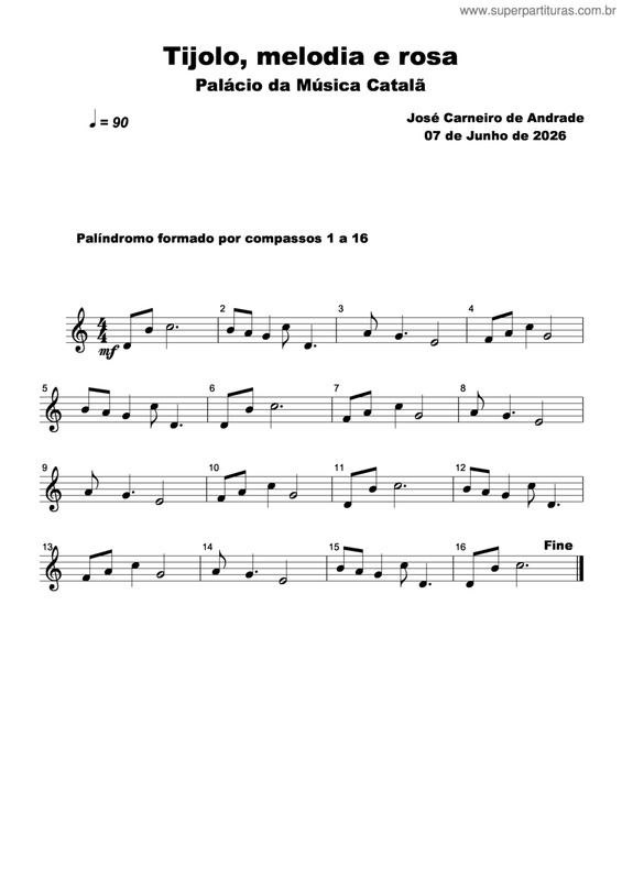 Partitura da música Tijolo, Melodia E Rosa
