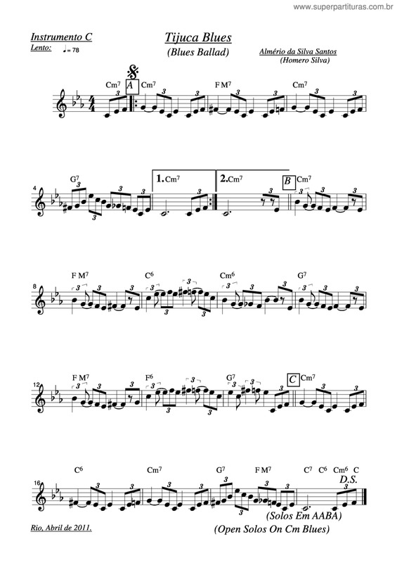 Partitura da música Tijuca Blues v.2