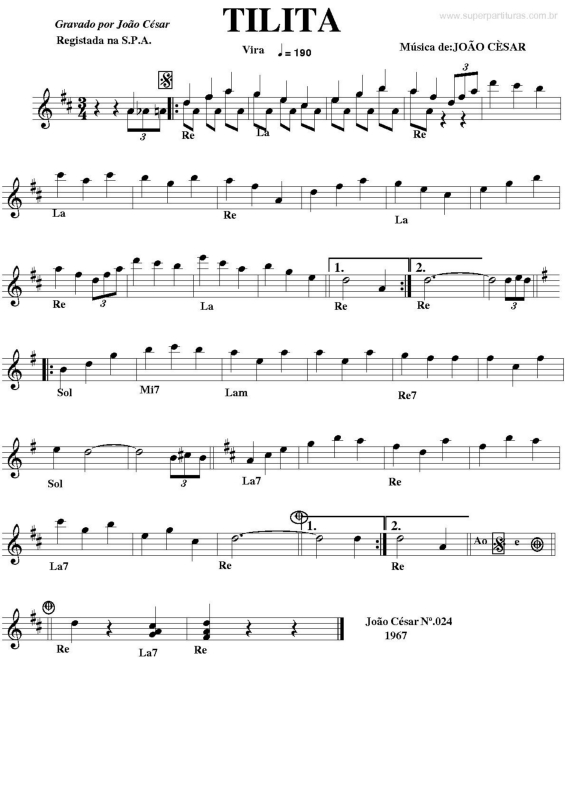 Partitura da música Tilita