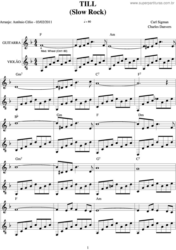 Partitura da música Till v.2