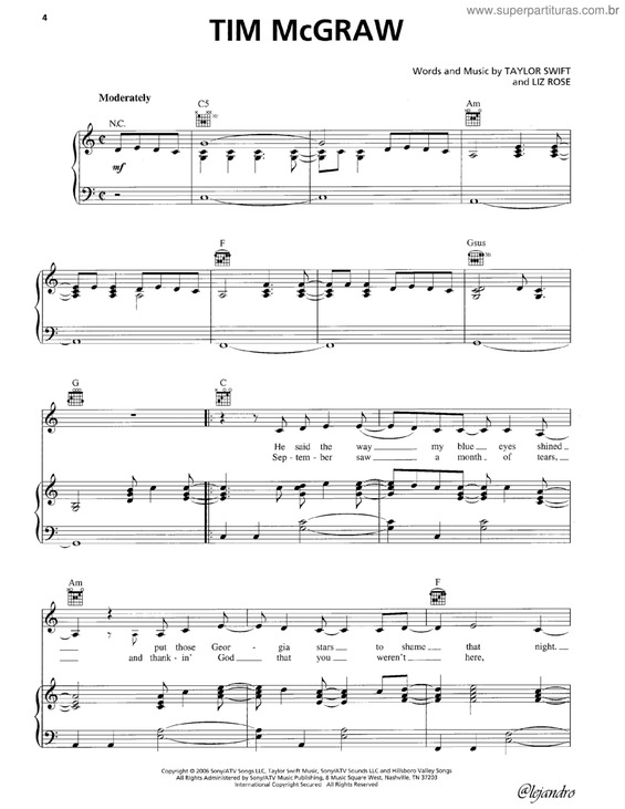 Partitura da música Tim McGraw