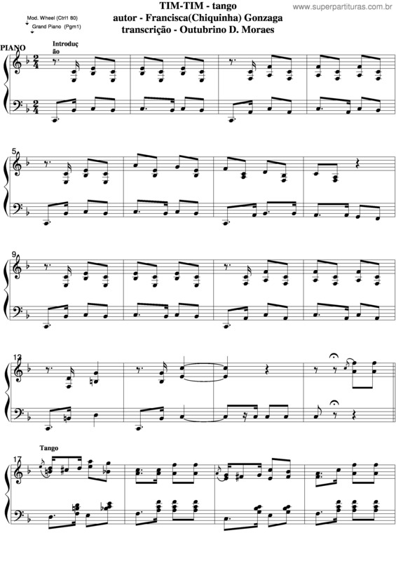 Partitura da música Tim-Tim