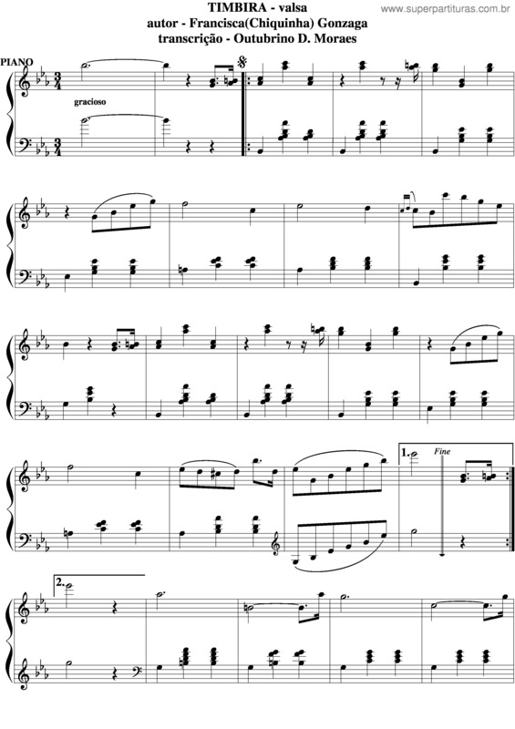 Partitura da música Timbira