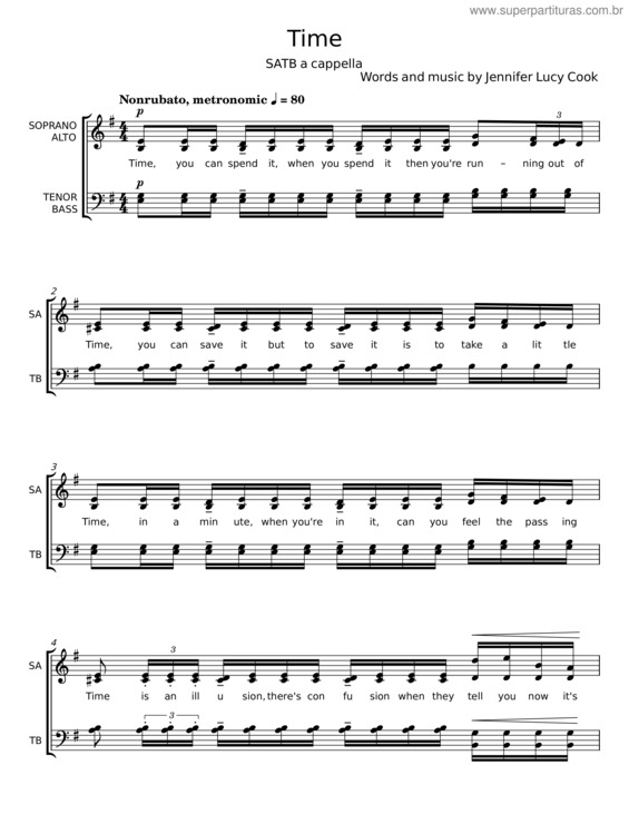 Partitura da música Time – Jennifer Lucy Cook