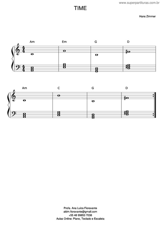 Partitura da música Time (Inception)