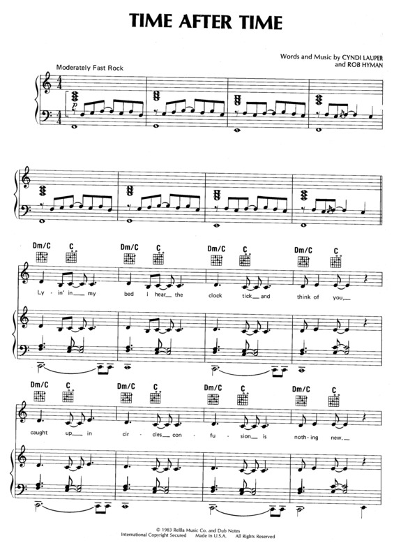 Partitura da música Time After Time v.12