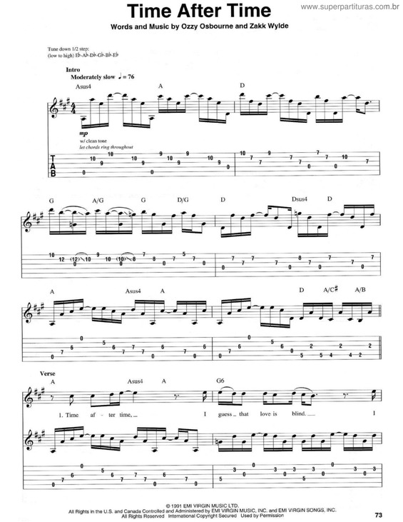 Partitura da música Time after time v.2