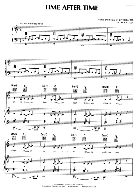 Partitura da música Time After Time v.3