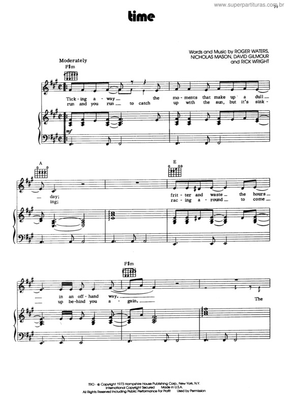 Partitura da música Time v.4