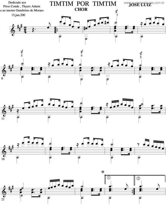 Partitura da música Timtim Por Timtim