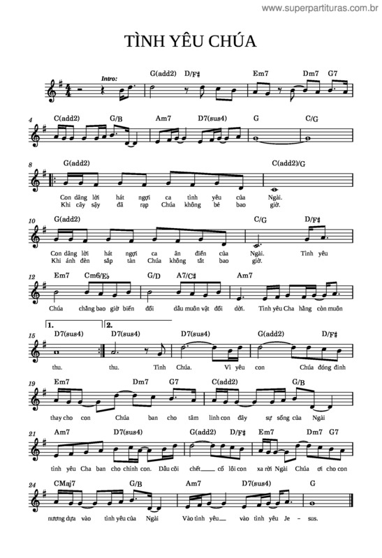 Partitura da música Tình Yêu Chúa