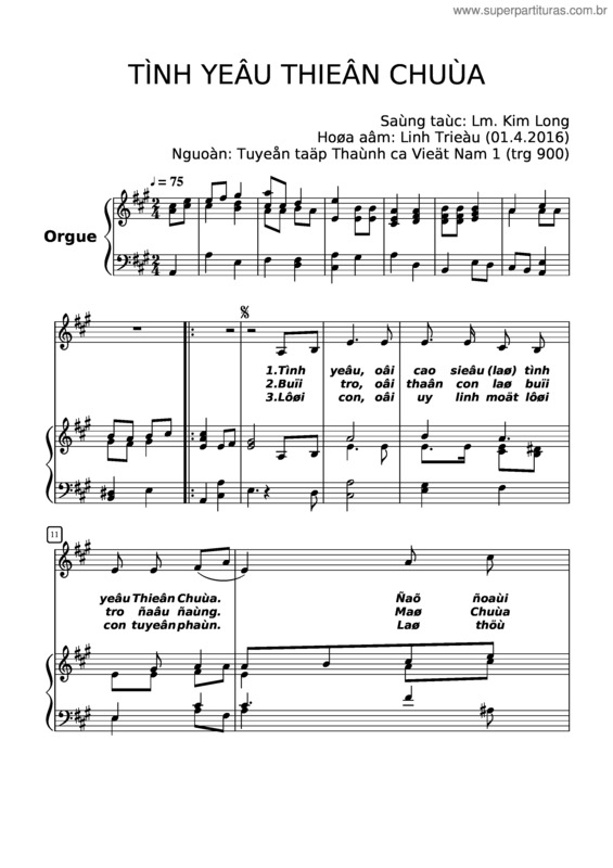 Partitura da música Tinh Yeu Thien Chua