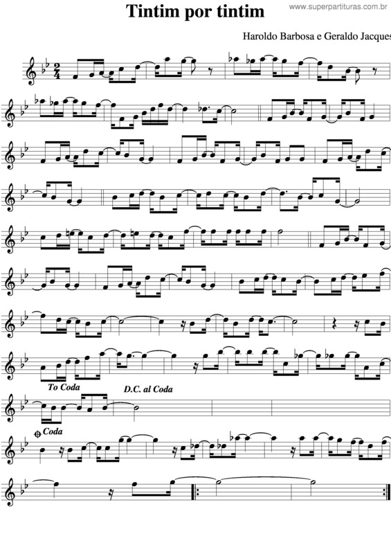 Partitura da música Tintim Por Tintim