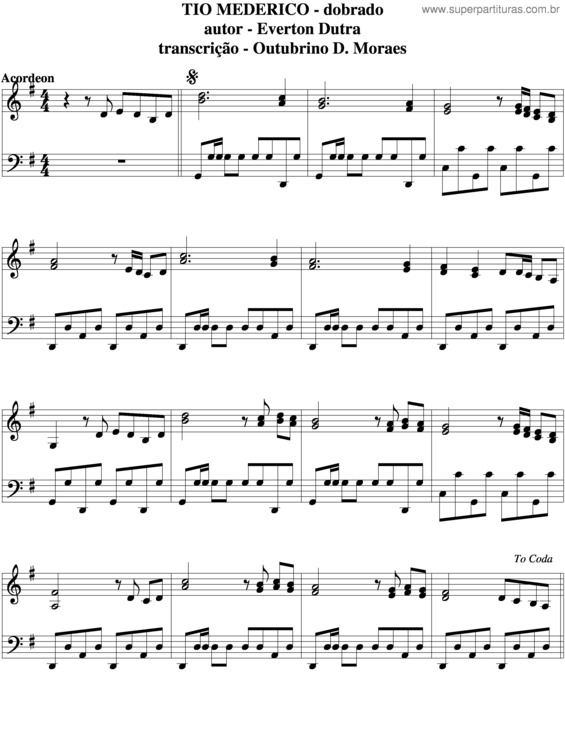 Partitura da música Tio Mederico v.2