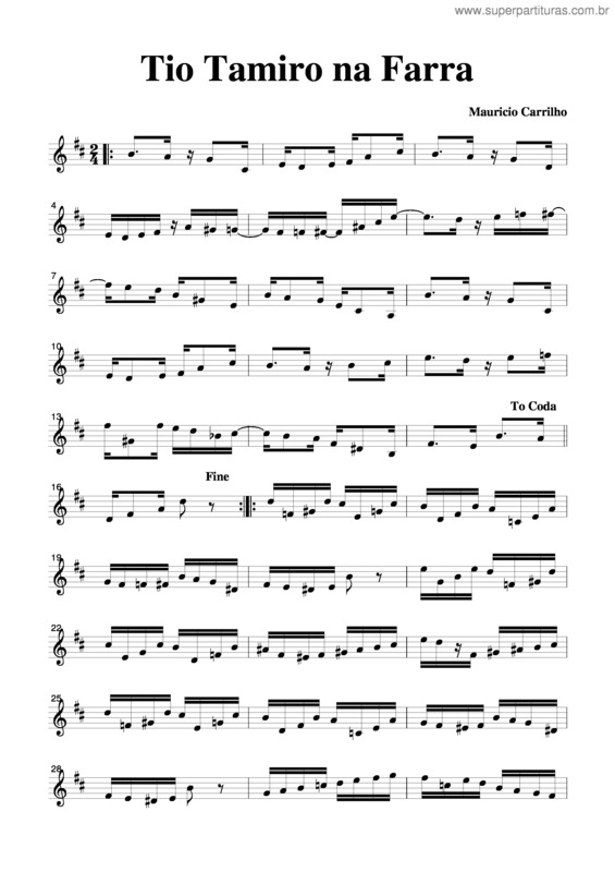 Partitura da música Tio Tamiro Na Farra