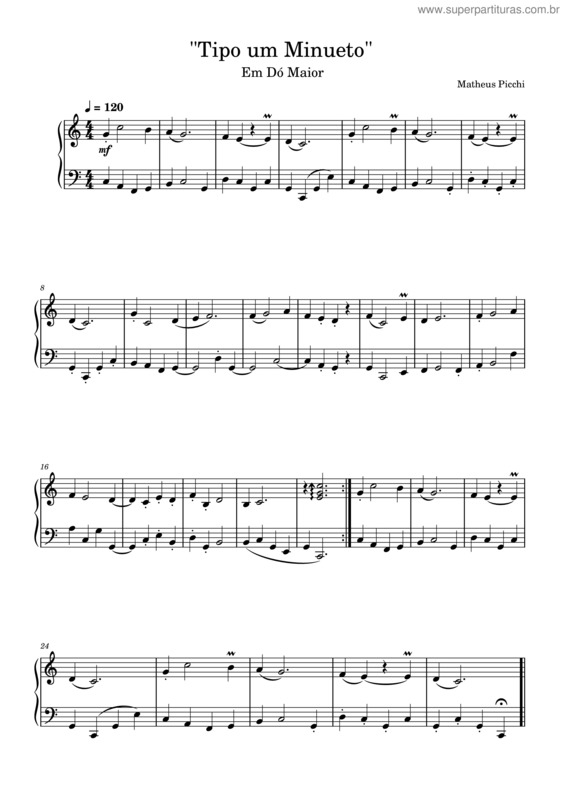 Partitura da música Tipo Um Minueto