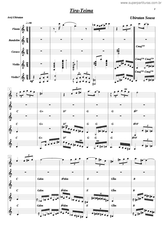 Partitura da música Tira-Teima v.2