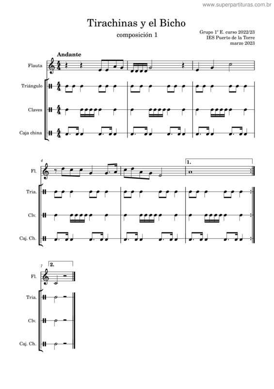 Partitura da música Tirachinas Y El Bicho