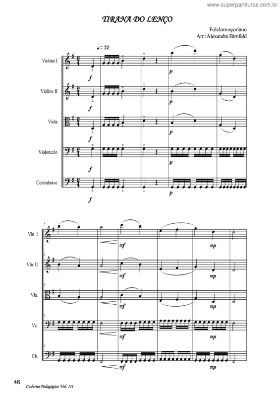 Partitura da música Tirana do lenço