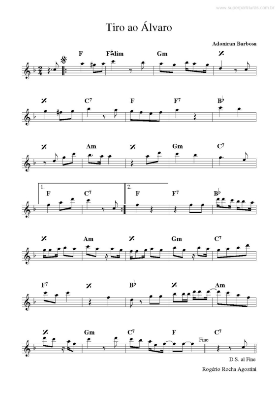 Partitura da música Tiro ao Álvaro