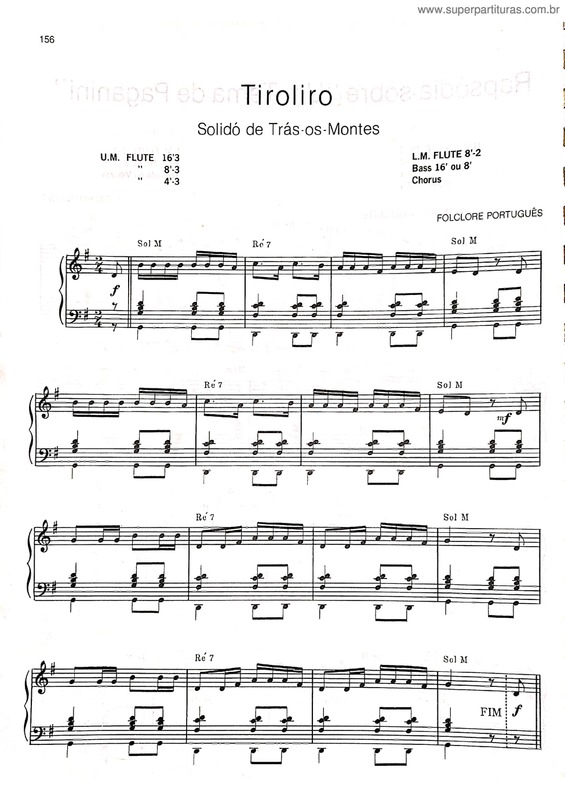 Partitura da música Tiroliro