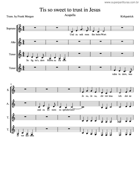 Partitura da música Tis So Sweet To Trust In Jesus