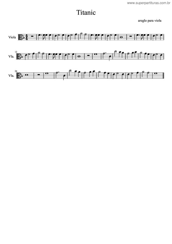 Partitura da música Titanic Viola