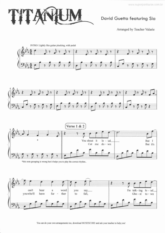 Partitura da música Titanium