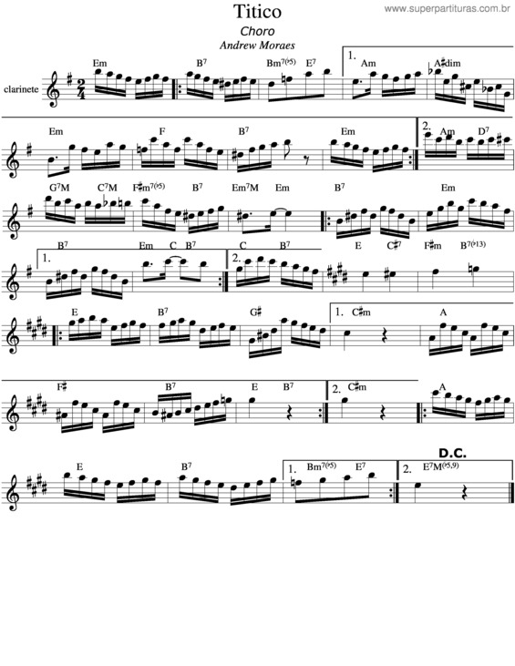 Partitura da música Titico