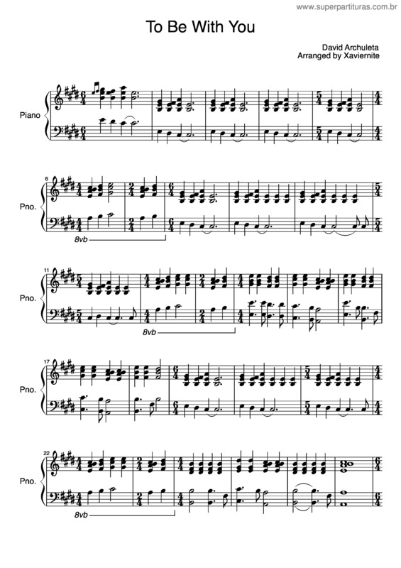 Partitura da música To Be With You