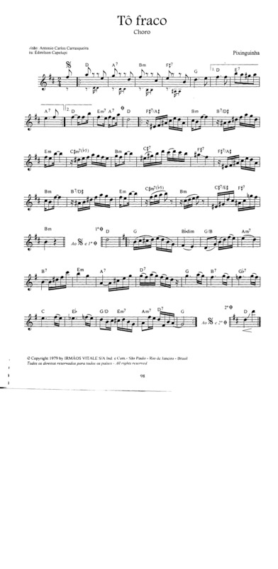 Partitura da música Tô Fraco v.5