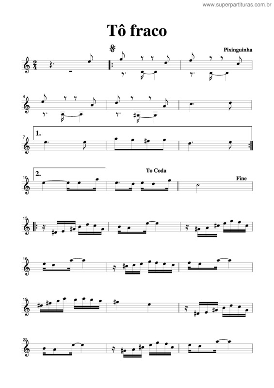 Partitura da música Tô Fraco