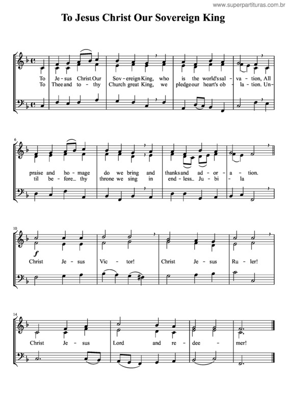 Partitura da música To Jesus Christ Our Sovereign King
