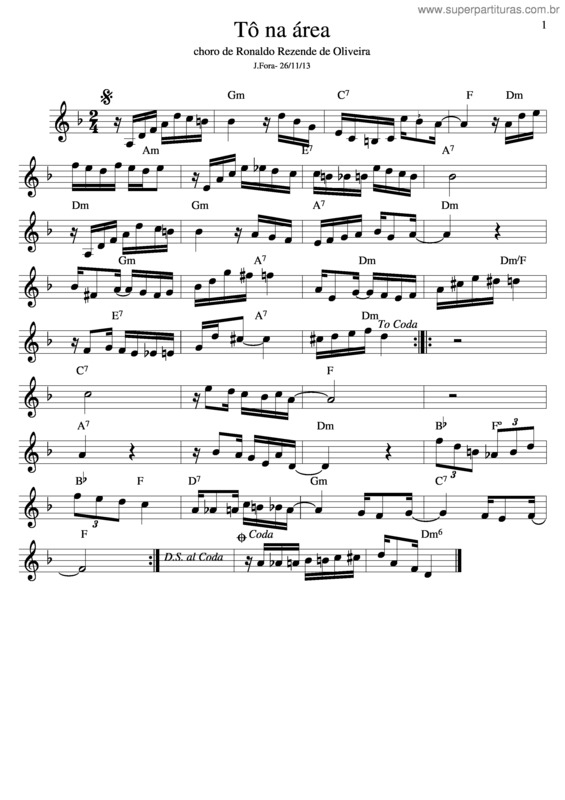 Partitura da música Tô Na Área