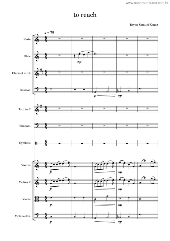 Partitura da música To Reach – Bryan Samuel Kenaz