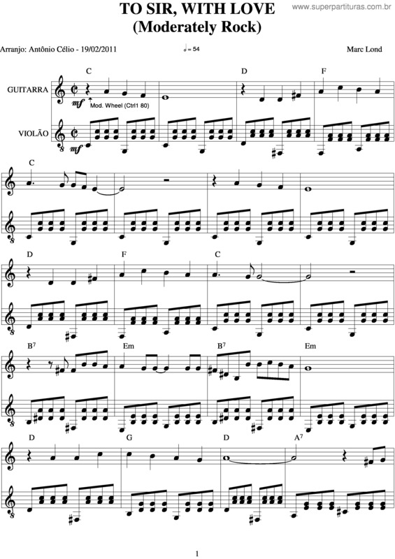 Partitura da música To Sir, With Love v.2