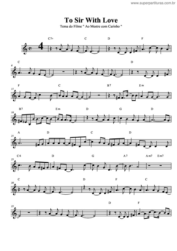 Partitura da música To Sir With Love