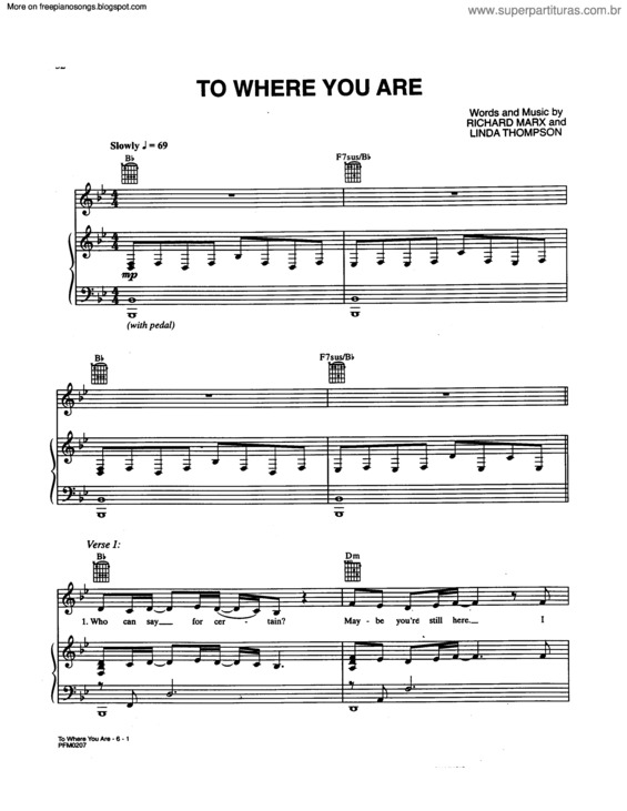 Partitura da música To Where You Are v.2