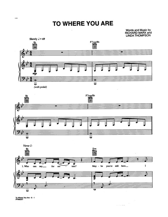 Partitura da música To Where You Are