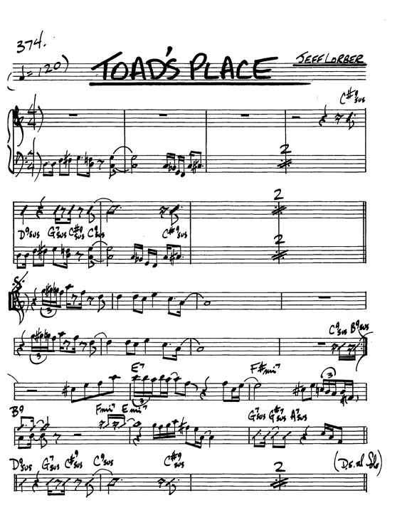 Partitura da música Toads Place