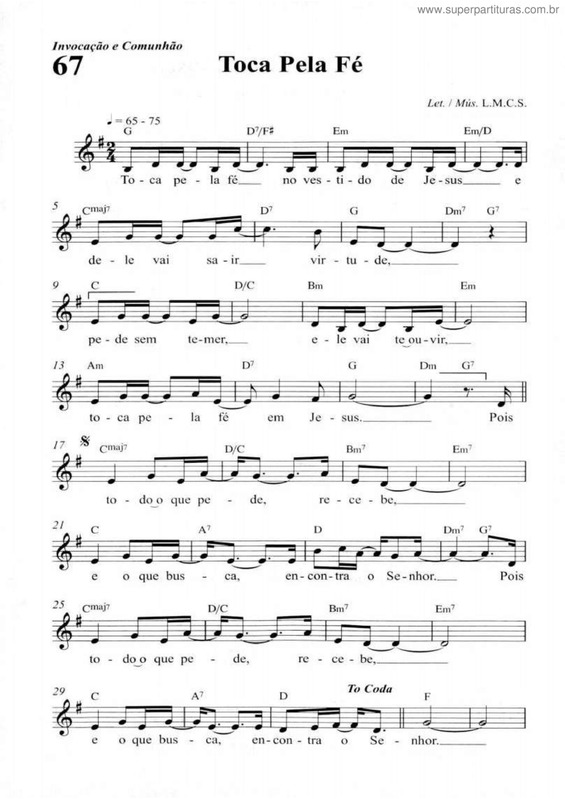 Partitura da música Toca Pela Fé