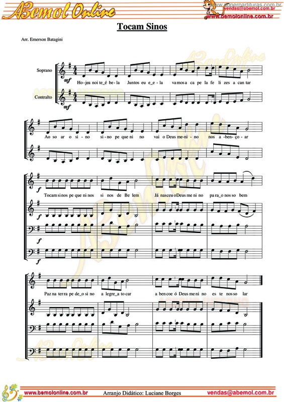 Partitura da música Tocam Sinos