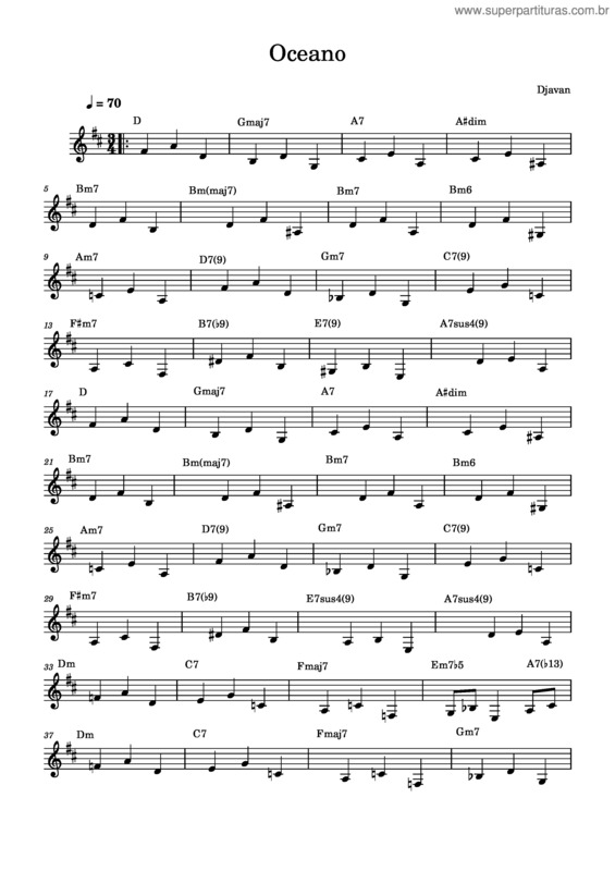 Partitura da música Tocando 3 5 T Na Progressão De Oceano