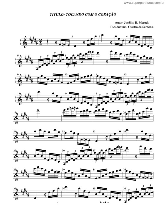 Partitura da música Tocando Com O Coração v.2