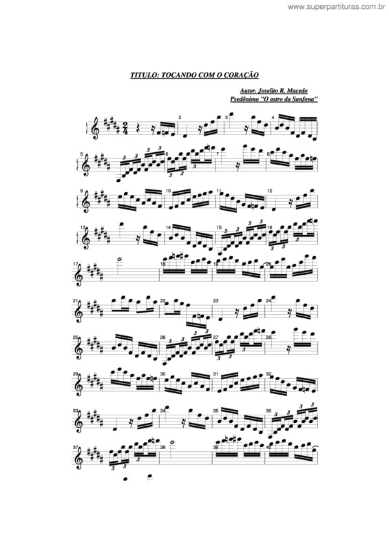 Partitura da música Tocando Com O Coração