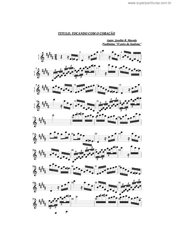 Partitura da música Tocando Com O Coração